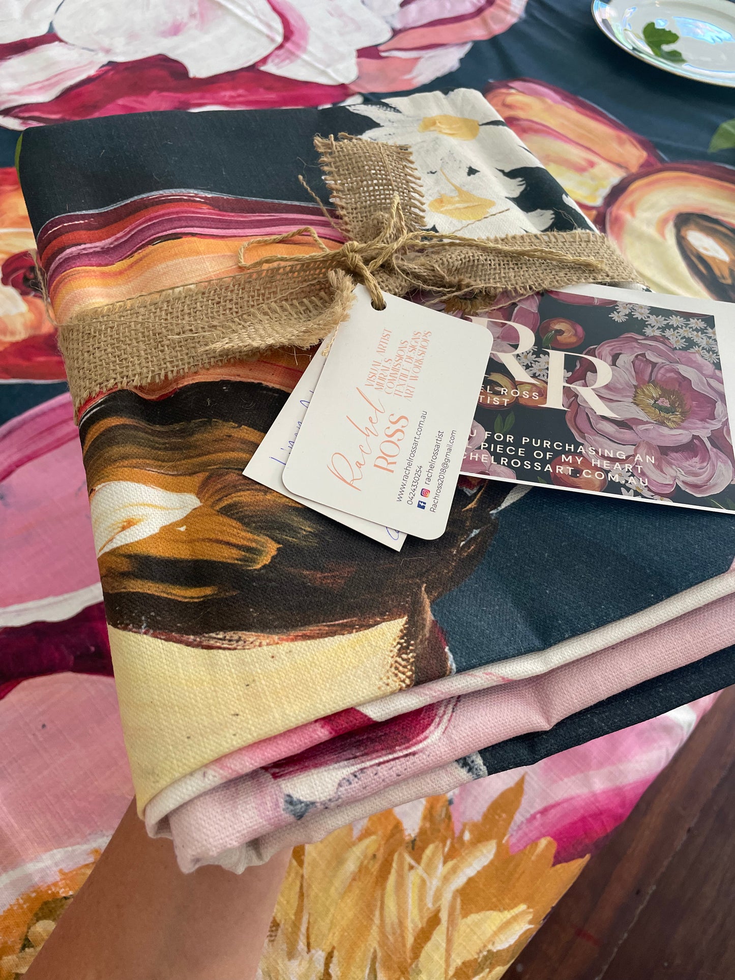 Linen Tablecloth “Peonies and Peaches”