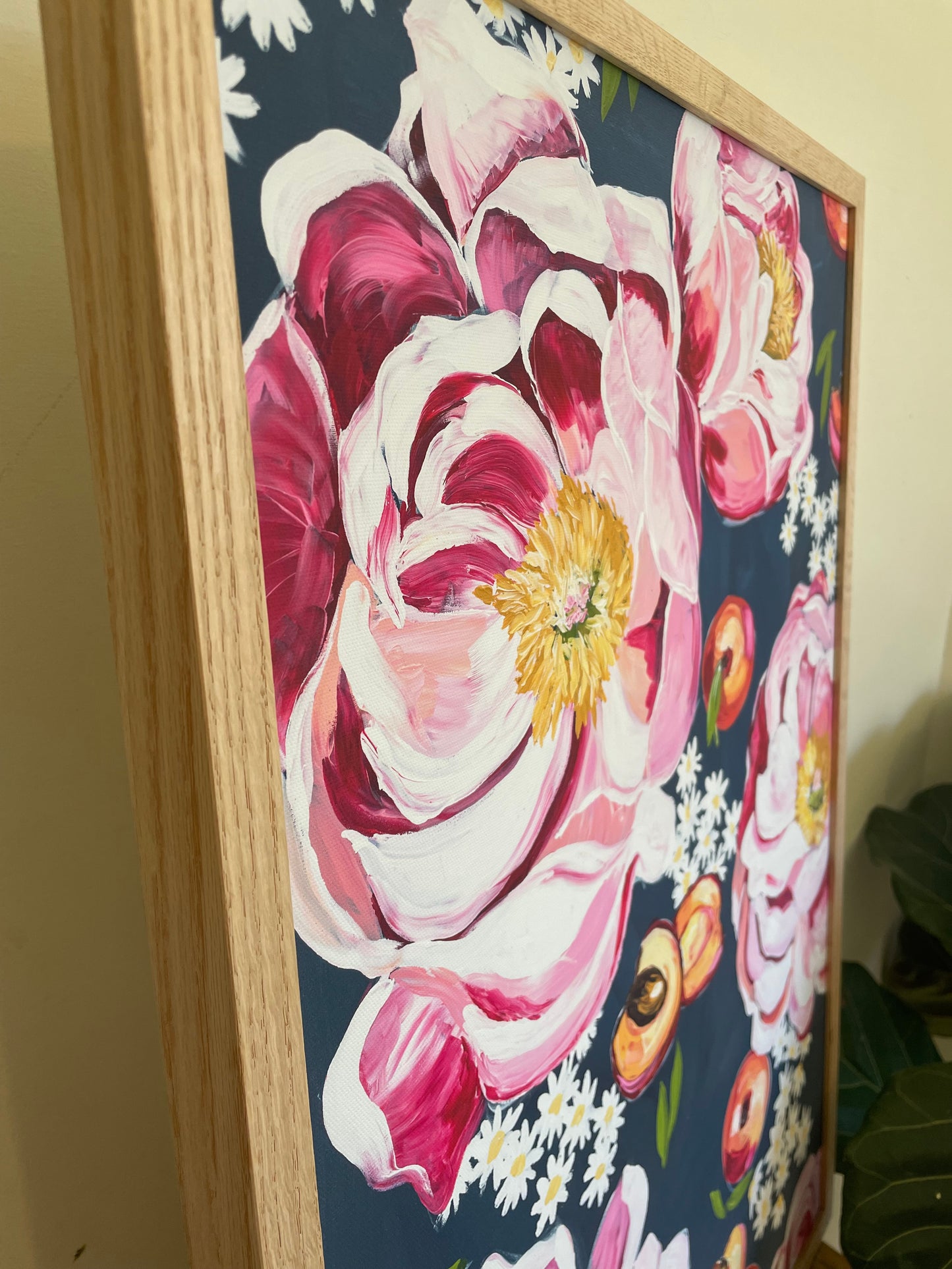 Linen Teatowel “Peaches and Peonies”