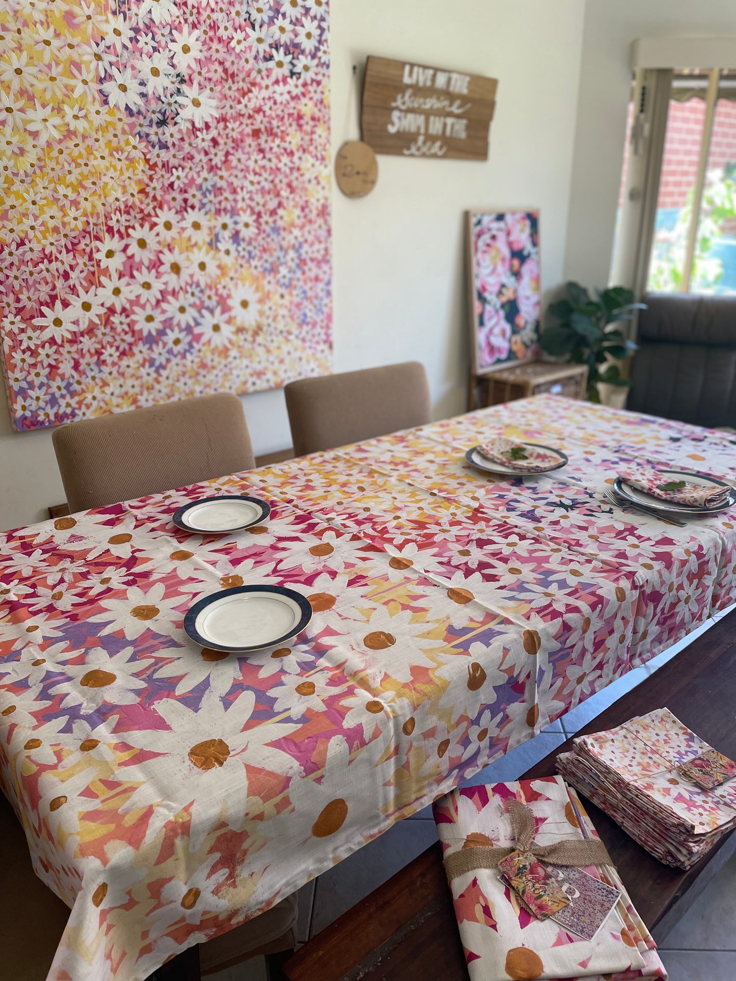 Linen Teatowel “Daisy Party”