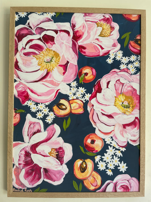 Peaches & Peonies - Canvas Print